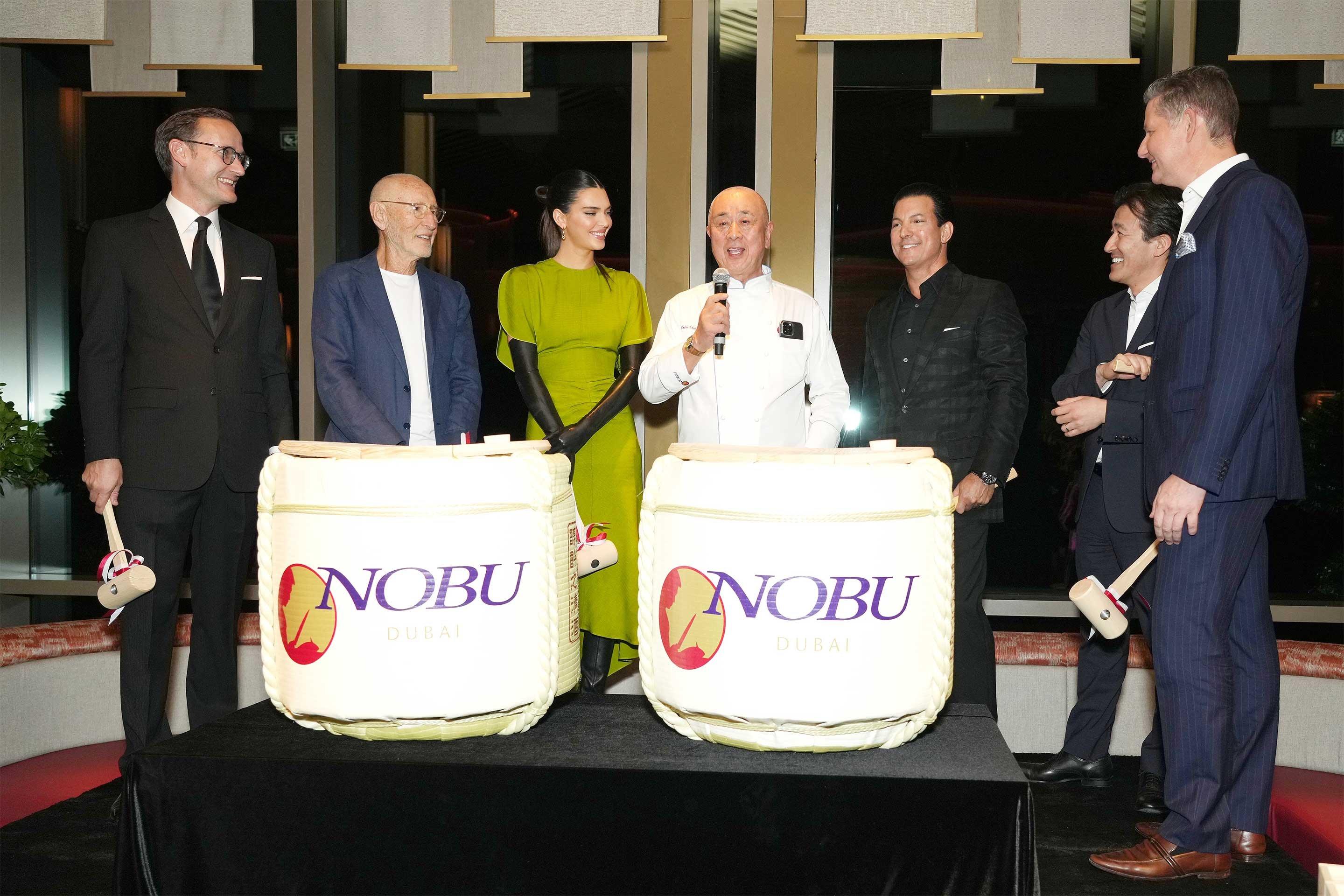 Kendall Jenner and Chef Nobu for Nobu by the Beach Opening