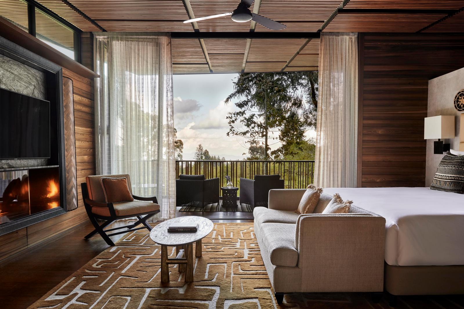 Forest Treehouse bedroom and sitting area at One&Only Gorilla's Nest