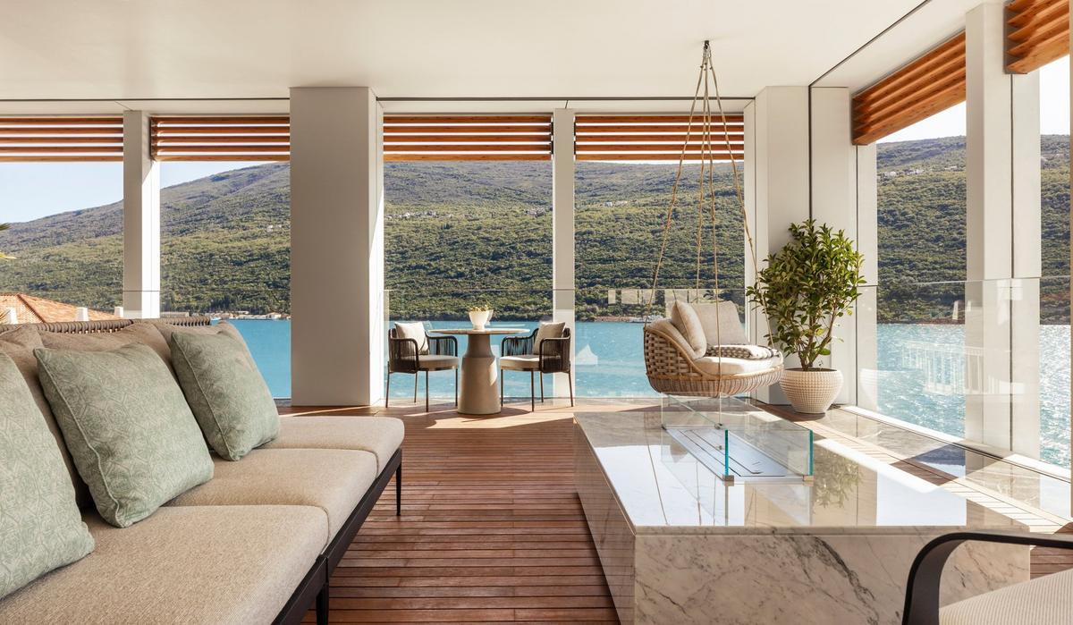 One&Only Portonovi - Suite One terrace overlooking the marina and mountains