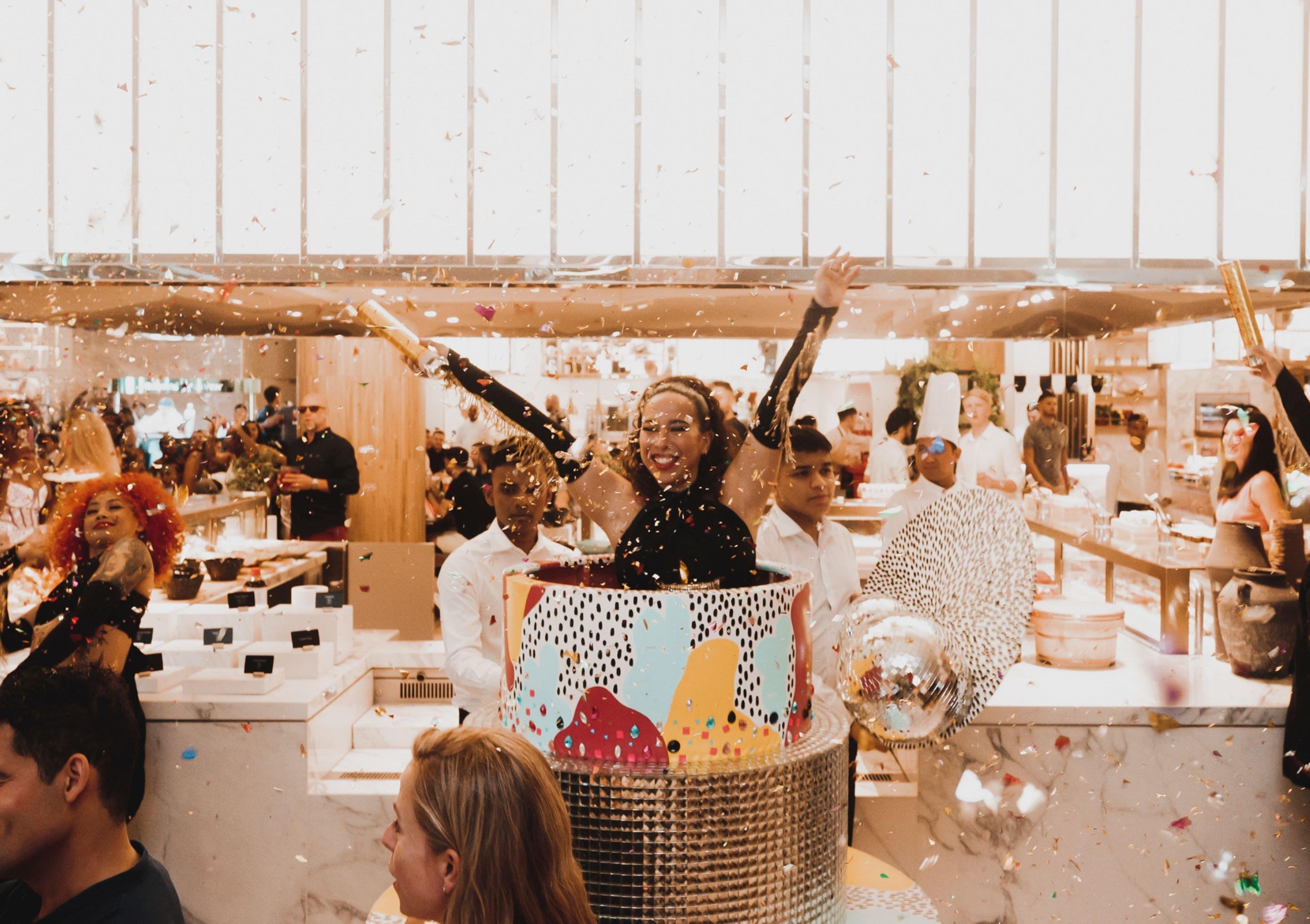 Girl With Confetti at Saffron Brunch