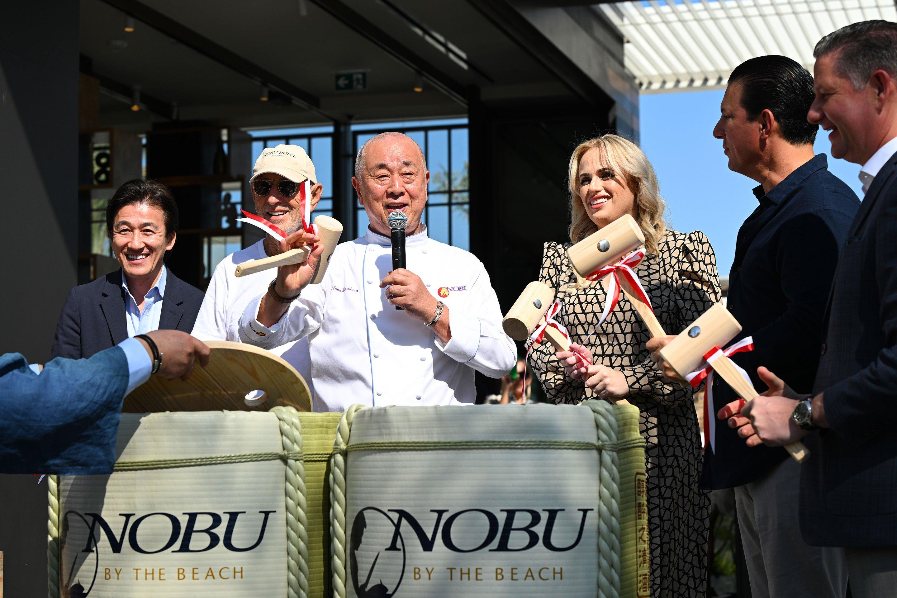 Chef Nobu and Rebel Wilson Opening of Nobu by the Beach