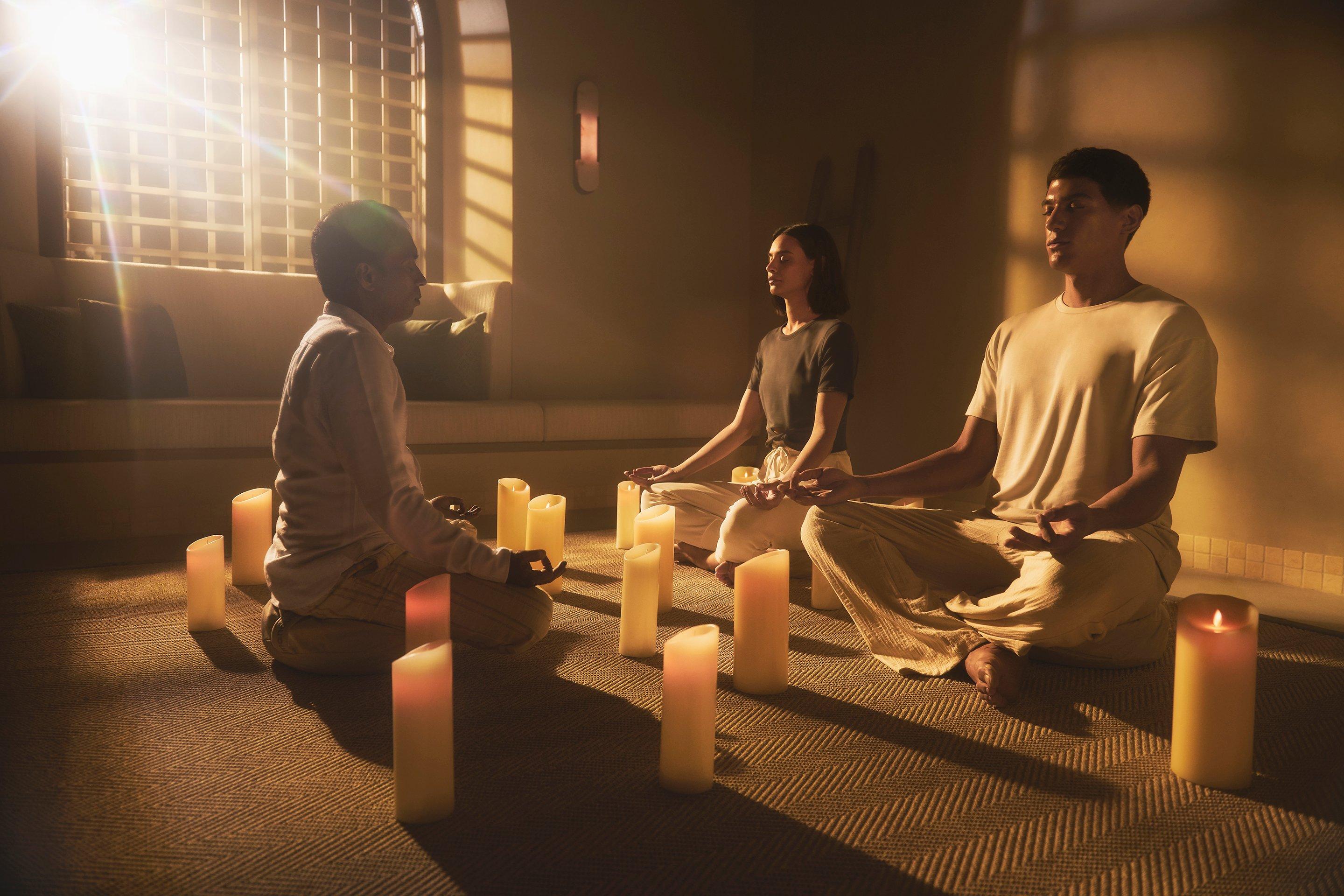 Guests meditating at Bab Al Shams