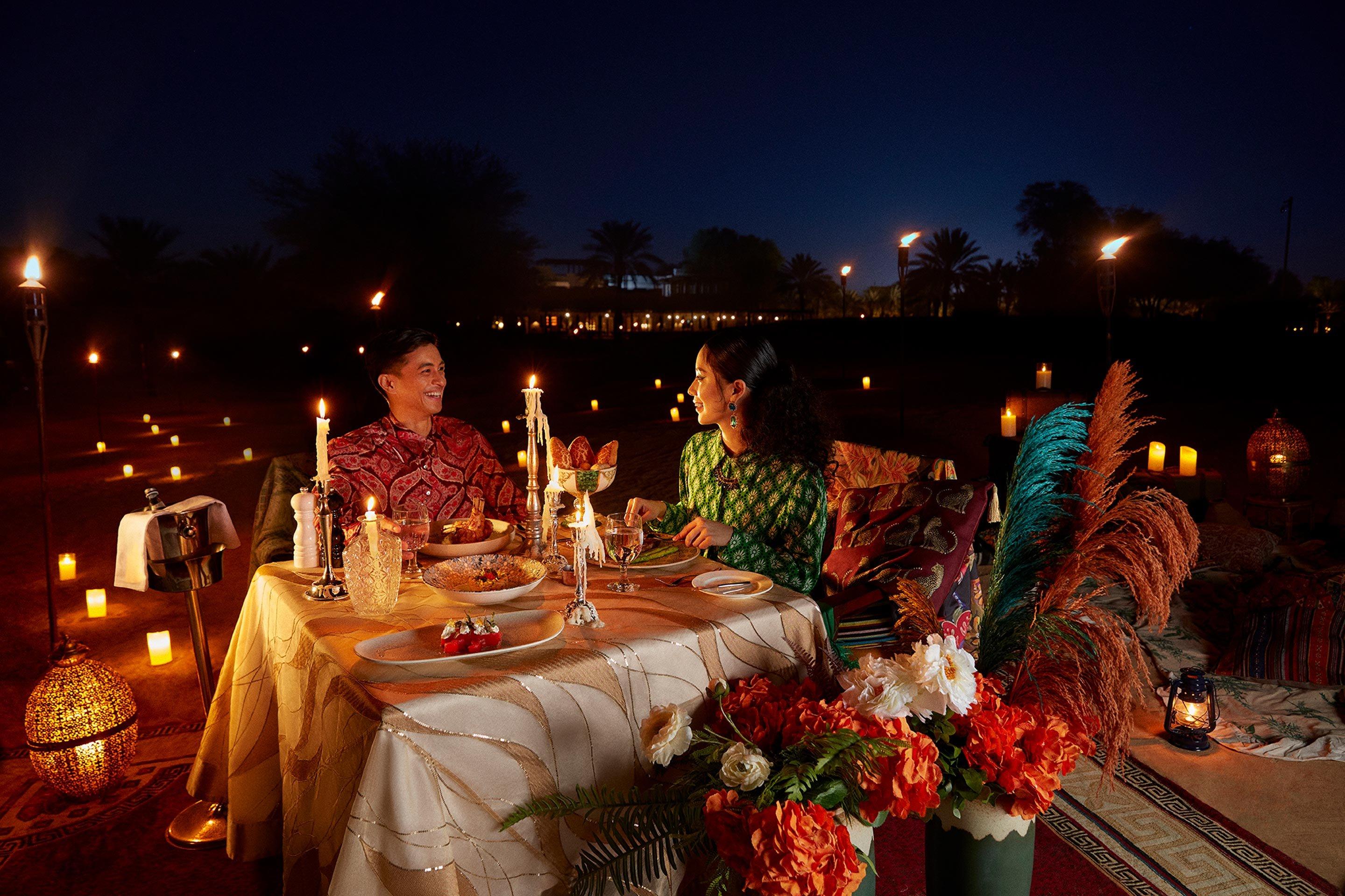 Couple enjoying dinner at Bab Al Shams
